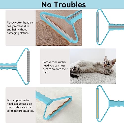Lint Remover, Pet Hair Remover, Carpet Rake for Dog Cat Fur Removal 1 PCS - color: Blue With Gray