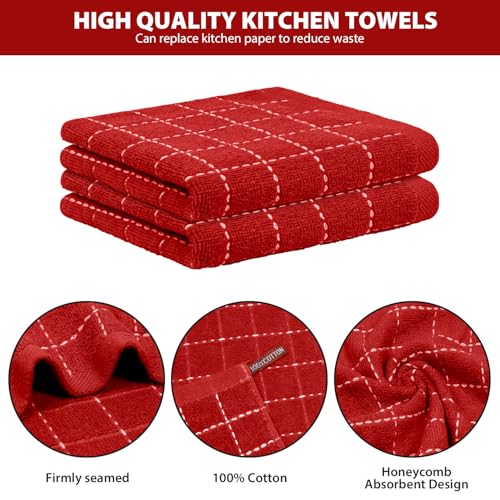 Nialnant 6 Pack Terry Kitchen Towels,Dish Cloths for Washing Dishes - color: Red, size: 12 x 12 in - 6PCS