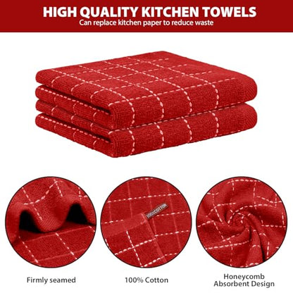 Nialnant 6 Pack Terry Kitchen Towels,Dish Cloths for Washing Dishes - color: Red, size: 12 x 12 in - 6PCS