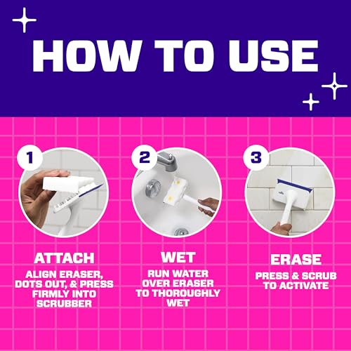 Mr. Clean Magic Eraser Shower & Tub Scrubber, Bathroom Cleaner, All in One Bathroom Cleaner, Lemon Starter Kit, 2 Scrubber, 5 Foaming Magic Erasers, 1 Whole Home Extra Durable Magic Eraser - size: 2 Devices + 6 Refills