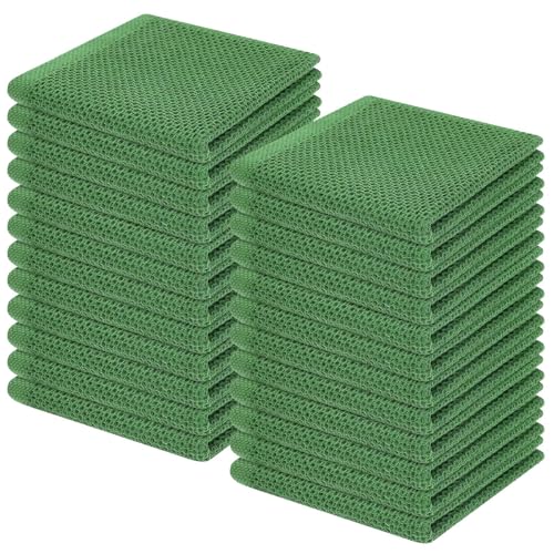 Homaxy 100% Cotton Waffle Weave Kitchen Dish Cloths 24-Pack, Grass Green - color: Grass Green, size: 12 X 12 - 24 Pack