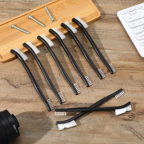 10PCS Double Ended Nylon Cleaning Brushes, Small Brush Black & Transparent