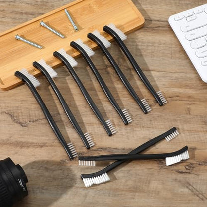 10PCS Double Ended Nylon Cleaning Brushes, Small Brush Black & Transparent