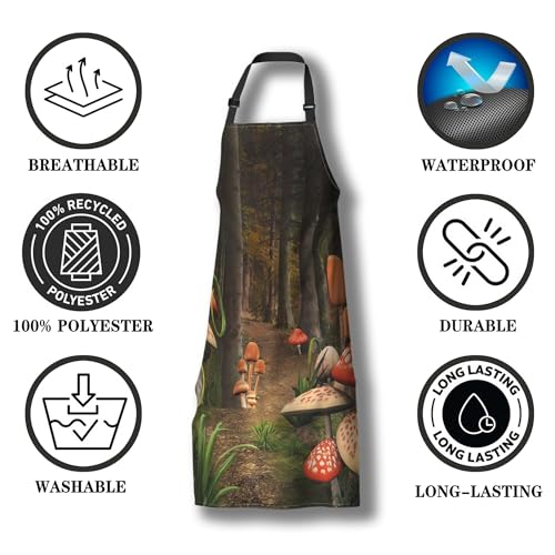 Chef Apron for Women Enchanted Nature Mans Aprons for Cooking Funny for Kitchen Cooking Restaurant BBQ Painting Crafting 27” (W) x 31” (H), Waterproof Aprons - color: Enchanted Nature