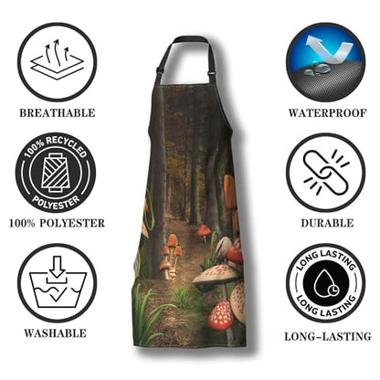 Chef Apron for Women Enchanted Nature Mans Aprons for Cooking Funny for Kitchen Cooking Restaurant BBQ Painting Crafting 27” (W) x 31” (H), Waterproof Aprons - color: Enchanted Nature