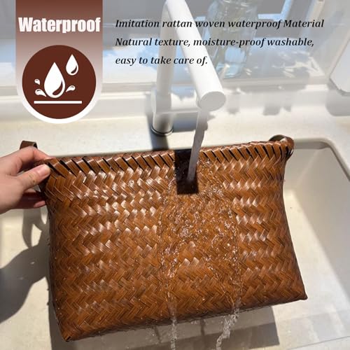 BROWNLILY Handwoven Wicker Storage Baskets, Pack of 4, Brown - color: Brown*4