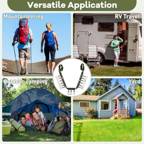3 Pack Portable Clothesline with Hang Hole, 30 Clips Camping Clothing Line