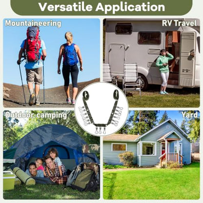 3 Pack Portable Clothesline with Hang Hole, 30 Clips Camping Clothing Line