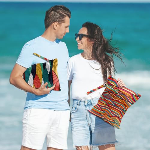 2 Pcs Wave Print Wet Bags, Wet Dry Bag Reusable for Swimsuit Makeup Bag - color: Multicolor 1489