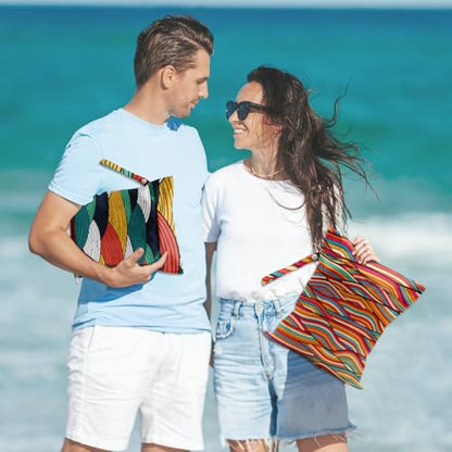 2 Pcs Wave Print Wet Bags, Wet Dry Bag Reusable for Swimsuit Makeup Bag - color: Multicolor 1489