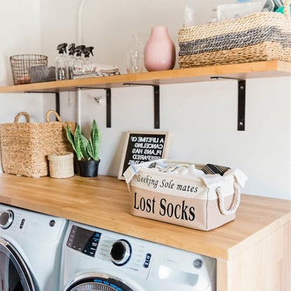 Lost Socks Basket for Laundry Room, Fabric Missing Sock Holder - color: Khaki