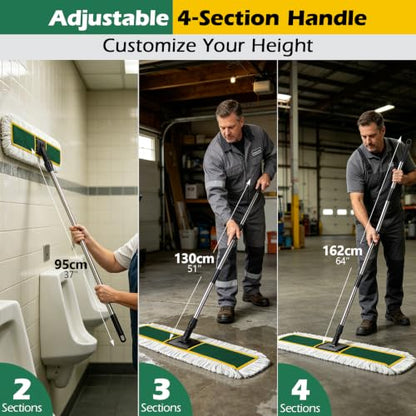 40" Commercial Dust Mop for Floor Cleaning, Heavy Duty Industrial Mop - color: Green(40"*8.3")