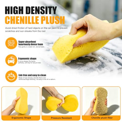 2 Pack Large Plush Car Sponge for Cleaning, 22x11x5CM - color: 2 Pack