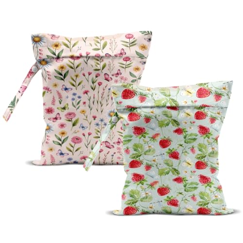 ZHAMEN 2Pcs Summer Floral Wet Bag Wet Dry Bag, 12x10 Inch - color: Multicolor 1471