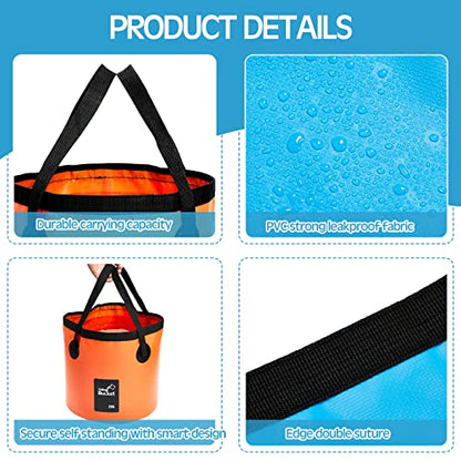 Tessco for You 3 Pcs 5 Gallon Collapsible Bucket with Handle - color: Orange