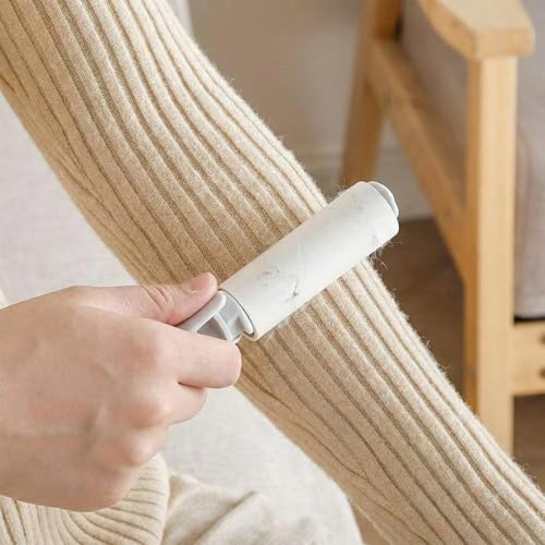 Mini Travel Lint Roller with 150 Sticky Sheets, Compact Portable Pet Hair Remover with Cover for Clothes, Travel, Small Foldable Lint Roller for Purse Car Bag Essentials (White) - color: White