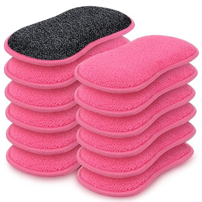 HOMEXCEL Dish Sponge 12 PK, Microfiber Kitchen Sponges for Cleaning, Pink - color: Pink