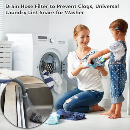 100 Pack Upgraded Lint Traps for Washing Machine Hose with Double-Layer Bottom Filter - Pet Hair Remover & Drain Hose Filter to Prevent Clogs, Universal Laundry Lint Snare for Washer