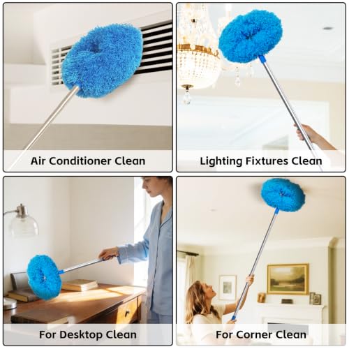 DRQ Ceiling Fan Cleaner Duster with 13-48 in Extension Pole, Blue - color: Blue, size: 13-48 Inch