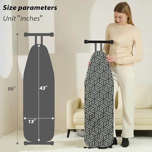 Ironing Board 43''x13'', 7 Adjustable Heights, Compact Design Saves Space - size: 43"L x 13"W