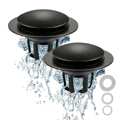 WELSAN Oil Rubbed Bronze Bathroom Sink Drain Stopper 1 1/8"-1 1/2", 2 Pack - color: Oil Rubbed Bronze-2