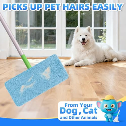 8 Pack Reusable Mop Pads for Swiffer, Microfiber Dry Sweeping Cloths - color: Blue