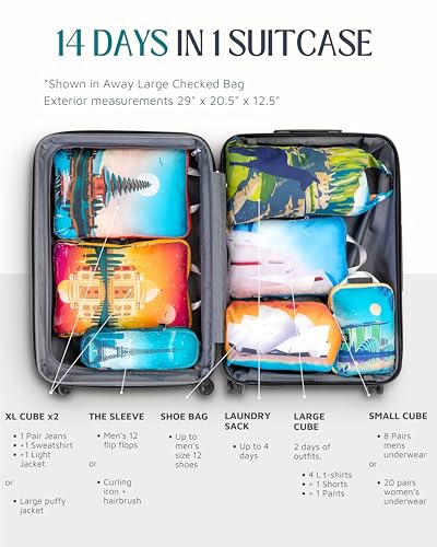 TRIPPED Travel Gear Large Compression Packing Cubes 7-Piece Set for Travel - color: Bucketlist