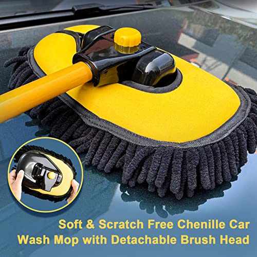 YeewayVeh 43" Car Wash Brush Mop Kit with Mitt, Yellow/Black