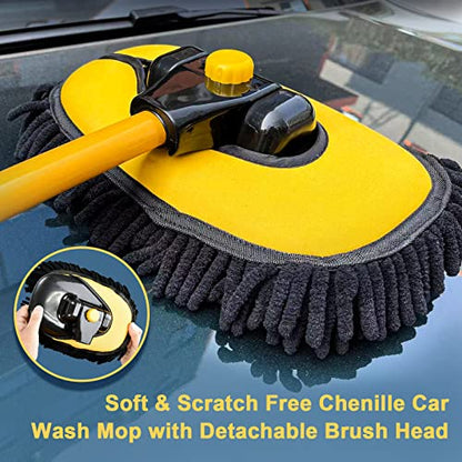 YeewayVeh 43" Car Wash Brush Mop Kit with Mitt, Yellow/Black