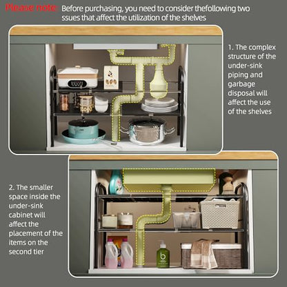 Under Sink Organizers and Storage,Expandable under cabinet organizer Shelf - size: 8 Panels