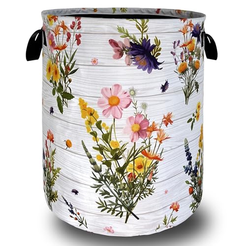 Hawaii Floral Laundry Basket Oxford Cloth Foldable Hamper 18.9x16.5 Inch - color: Hawaii Vintage Tropic Flower Leaves