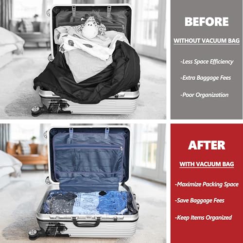 Vacuum Seal Bags for Clothing Travel and Home Storage, Travel Vacuum Bags with Electric Pump, Space Saver Compression Packing Cubes for Luggage Suitcase Bedding Blankets Clothes, 8 Combo - size: 8 Combo