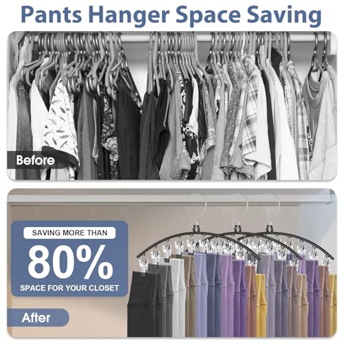 3 Pack Skirt Pants Hangers with Clips, Legging Organizer for Closet, Black - color: Black, size: 3 Pack