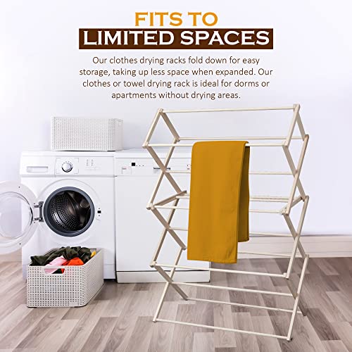 Peaceful Classics Wooden Folding Laundry Rack, 38x30x13 - size: Small