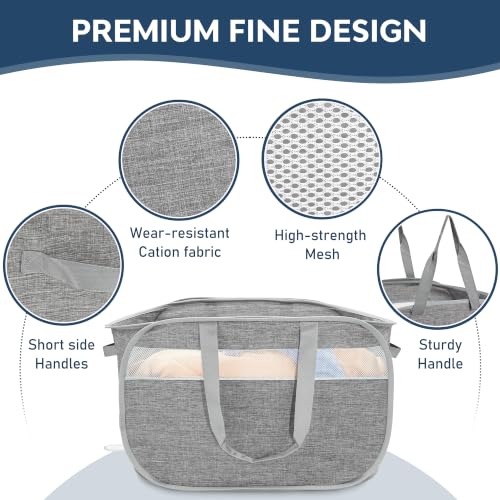 100L Collapsible Laundry Baskets, Foldable Dual Handles Laundry Hamper Grey - color: 100L Gray