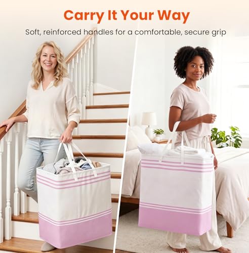 TranquilRelax 3-Pack Laundry Basket, Laundry Hamper, Pink-100L - color: Pink, size: 100L