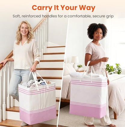 TranquilRelax 3-Pack Laundry Basket, Laundry Hamper, Pink-100L - color: Pink, size: 100L