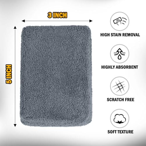 HOMEXCEL Microfiber Applicator Pads, Scratch-Free Car Wash Sponge for Cleaning, Premium Wax Foam Applicator Pads for Car Detailing, 5”x3”, 8 Pack, Grey - color: Grey