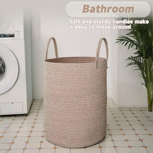 JMvicyroam 60L Cotton Rope Laundry Basket Hamper, Oatmeal - color: Oatmeal, size: 60L