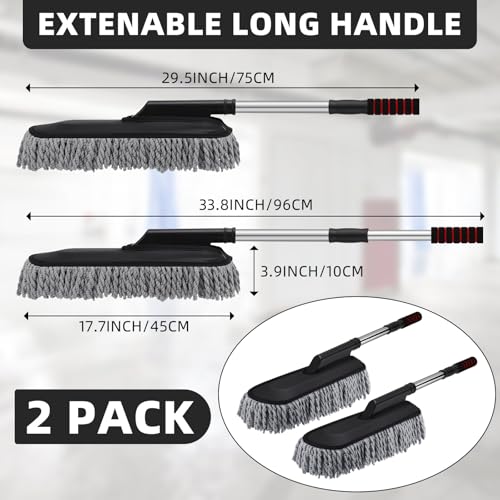 2 Pack Microfiber Car Duster Exterior Scratch Free, Gray - color: Gray