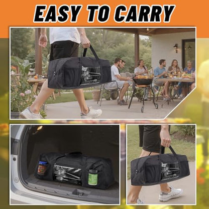Amylove 24" Grill Tool Storage Bag, Waterproof BBQ Utensil Organizer, Black - color: Black
