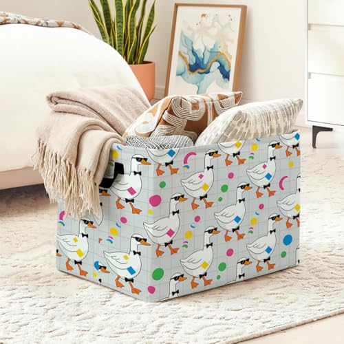 Cute Goose Foldable Laundry Basket Hamper with Handles, 56L Large Capacity Toy Storage Organizer, Collapsible Clothes Hamper for Home Decor and Bedroom Organization. - color: Cute Goose