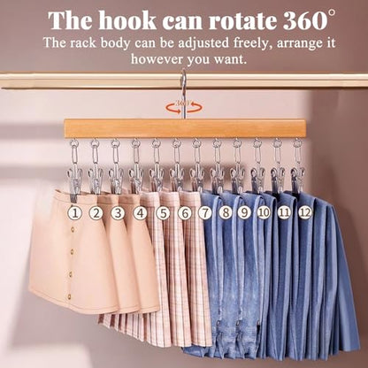 Space-Saving Hanging Closet Organizer with 12 Sturdy Clips, 360° Rotating Multi-Purpose Hanger for Jeans, Leggings, Scarves, Socks & Hats - Maximize Closet Storage (1 Pack)