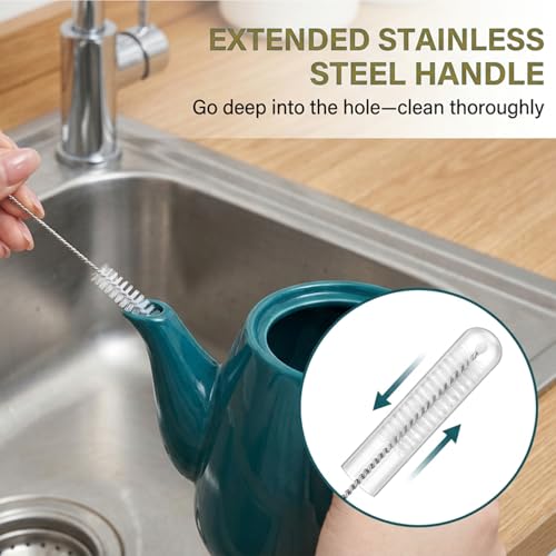 JJUNW 3 in 1 Cup Lid Cleaning Brush, 7Pcs Portable Cup Cleaner Set with 4 Long-Bristled Tools, Water Bottle Cleaner for Home Kitchen and Travel
