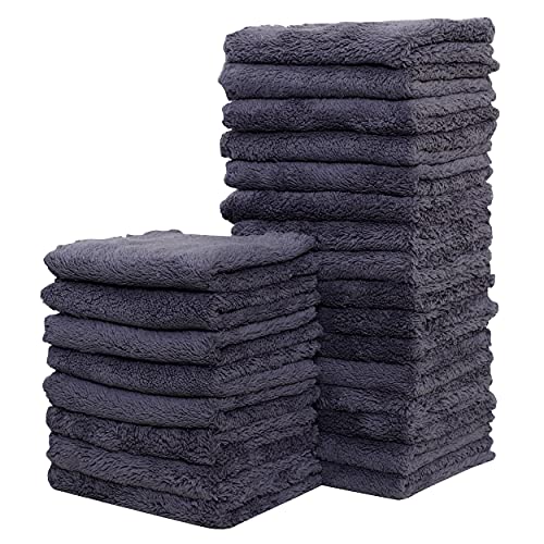 Sunny zzzZZ 24 Pack Kitchen Dishcloths - Does Not Shed Fluff - Reusable Dish Towels, Dish Cloths, Super Absorbent Coral Fleece Cleaning Cloths, Nonstick Oil Washable Fast Drying, 7 x 9 Inch (Grey) - color: Grey, size: 7 x 9 Inch