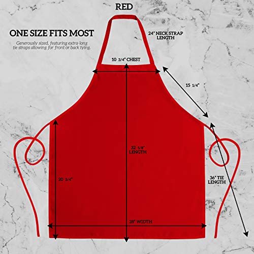 GREEN LIFESTYLE 12 Pack Bib Apron - Unisex Red Aprons, Machine Washable Aprons for Men and Women, Kitchen Cooking BBQ Aprons Bulk (Pack of 12, No Pockets, Red) - color: Red