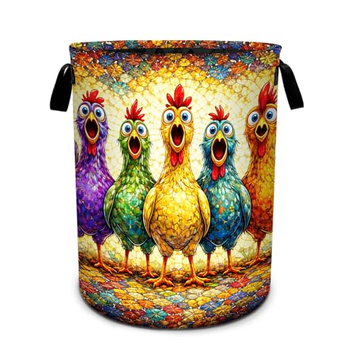 Rooster Laundry Basket Foldable Laundry Hamper With Handles Clothes Storage Bucket Organizer Laundry Bag For Bedroom Bathroom Laundry Storage 19.6 x 15.7 - color: Rooster