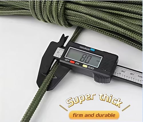 Heavy Duty Clothesline for Indoor and Outdoor, Portable Travel Clothesline with Hooks, Ratchet Pulley System for Camping Cruise Backyard Balcony Dorm Laundry, Non Retractable (Army Green) (33 FT) - size: 16.4 FT