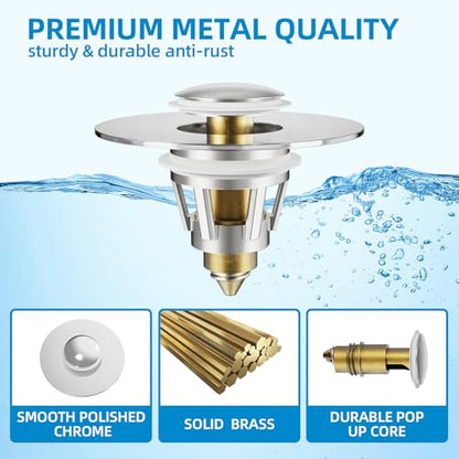 Bathroom Sink Drain Stopper - Pop Up Drain Stopper for Bathroom Sink - Bathroom Sink Hair Catcher Strainer,Chrome - color: Chrome, size: Drain Stopper