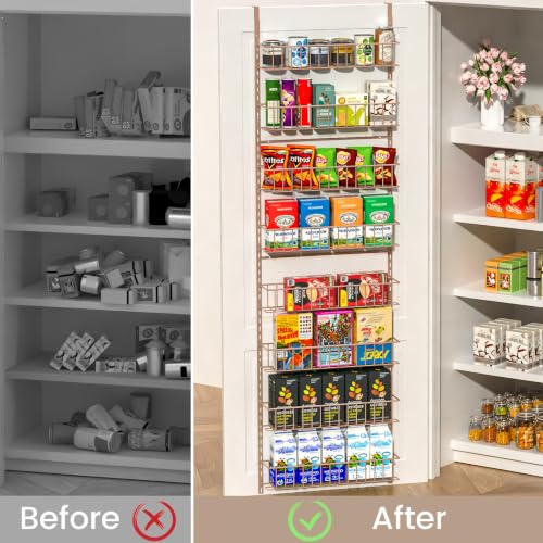 ElegantArray 8-Tier Pantry Door Organizer, Brown - color: Brown, size: 8-Tier